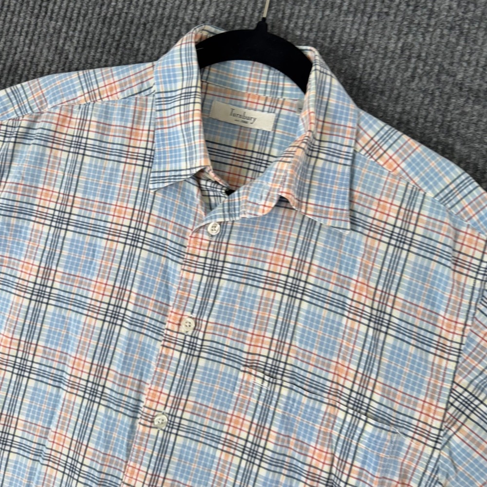 Turnbury Mens M Plaid Short Sleeve Button Up Shirt Casual Preppy‎ Fall Layering